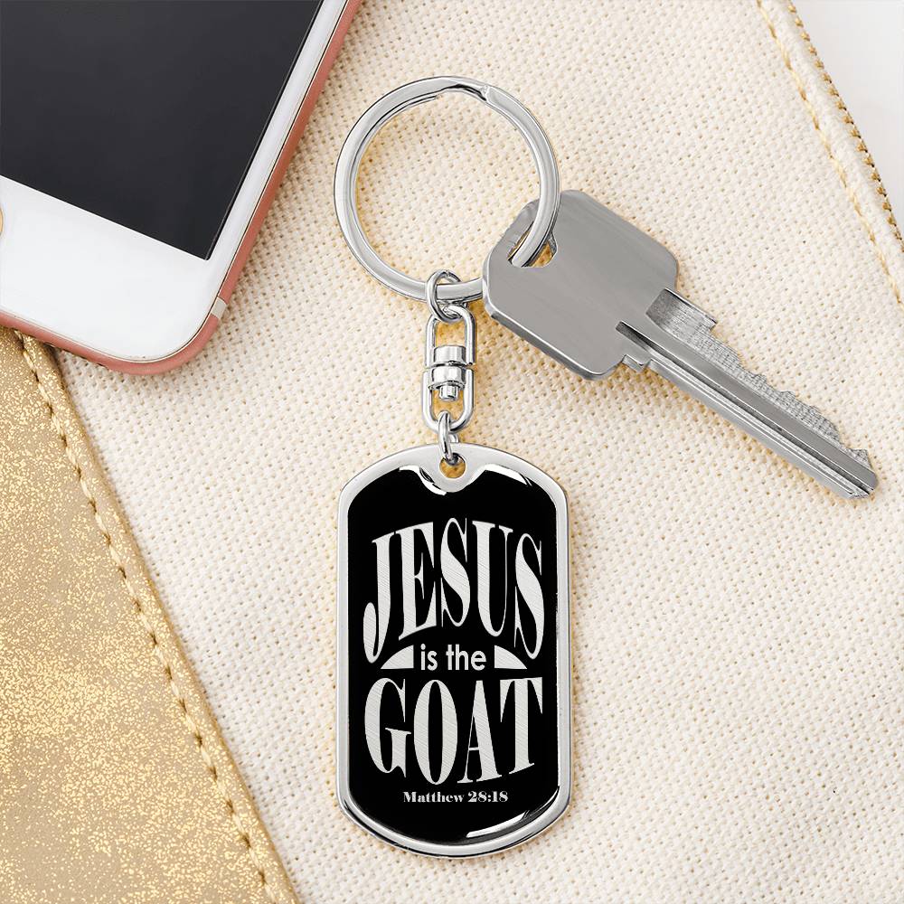 Jesus is the GOAT Matthew 28.18 Swivel Keychain Stainless Steel or 18k Gold Dog Tag-Express Your Love Gifts