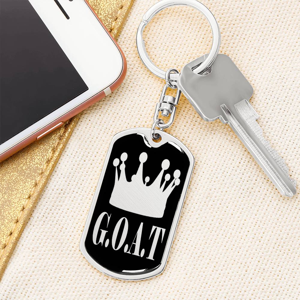 GOAT Greatest of All Time Swivel Keychain Stainless Steel or 18k Gold Dog Tag-Express Your Love Gifts