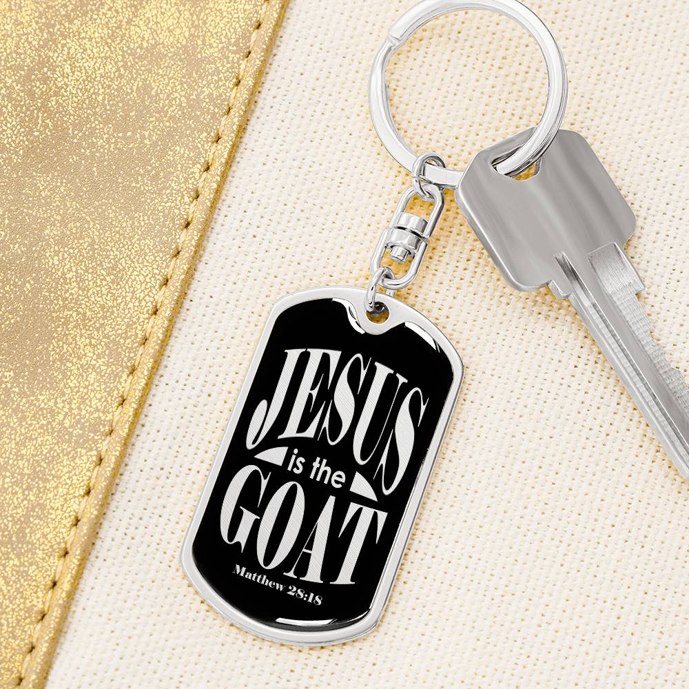 Jesus is the GOAT Matthew 28.18 Swivel Keychain Stainless Steel or 18k Gold Dog Tag-Express Your Love Gifts
