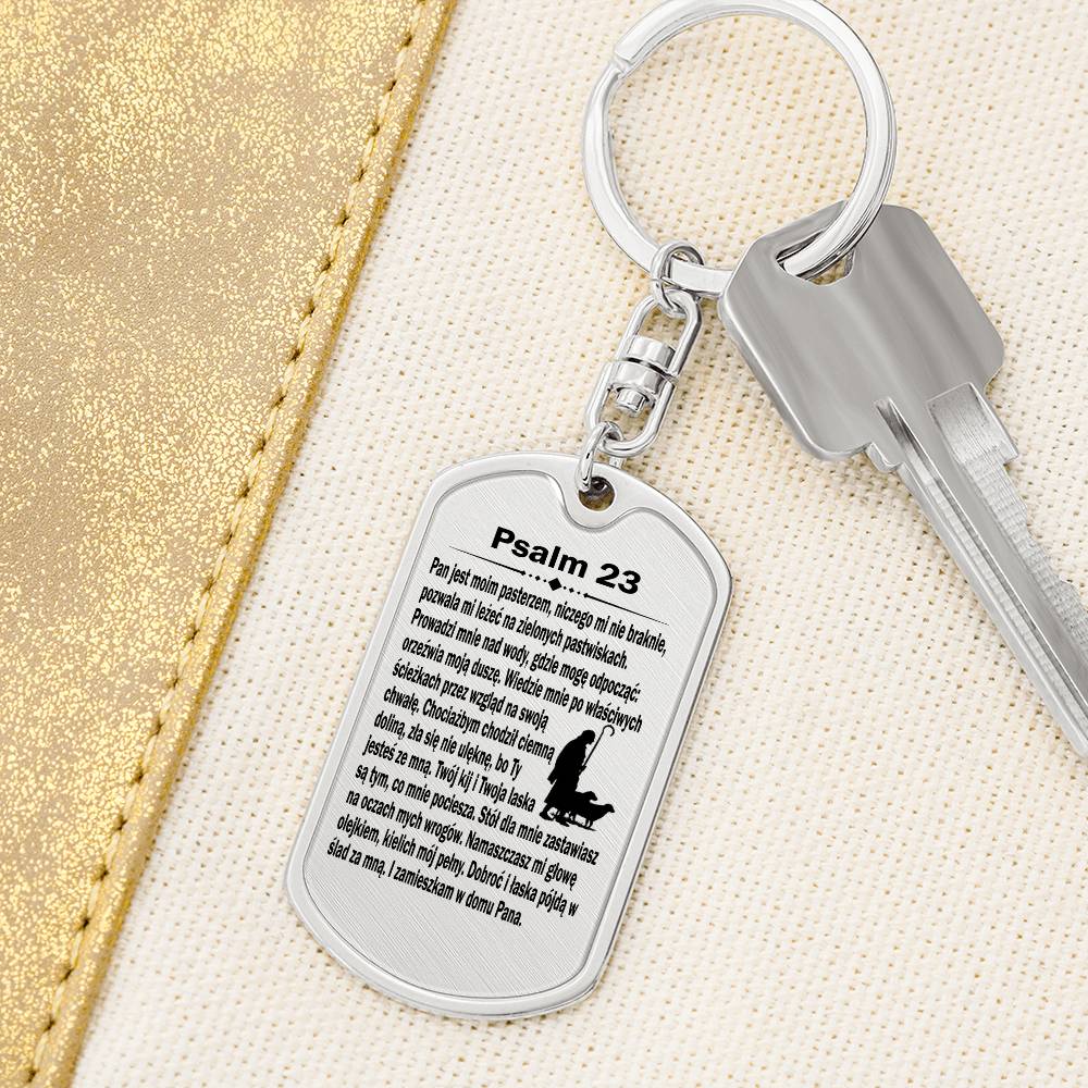 Psalm 23 Polish Psalm Dawida Bible Keychain Stainless Steel or 18k Gold Dog Tag-Express Your Love Gifts