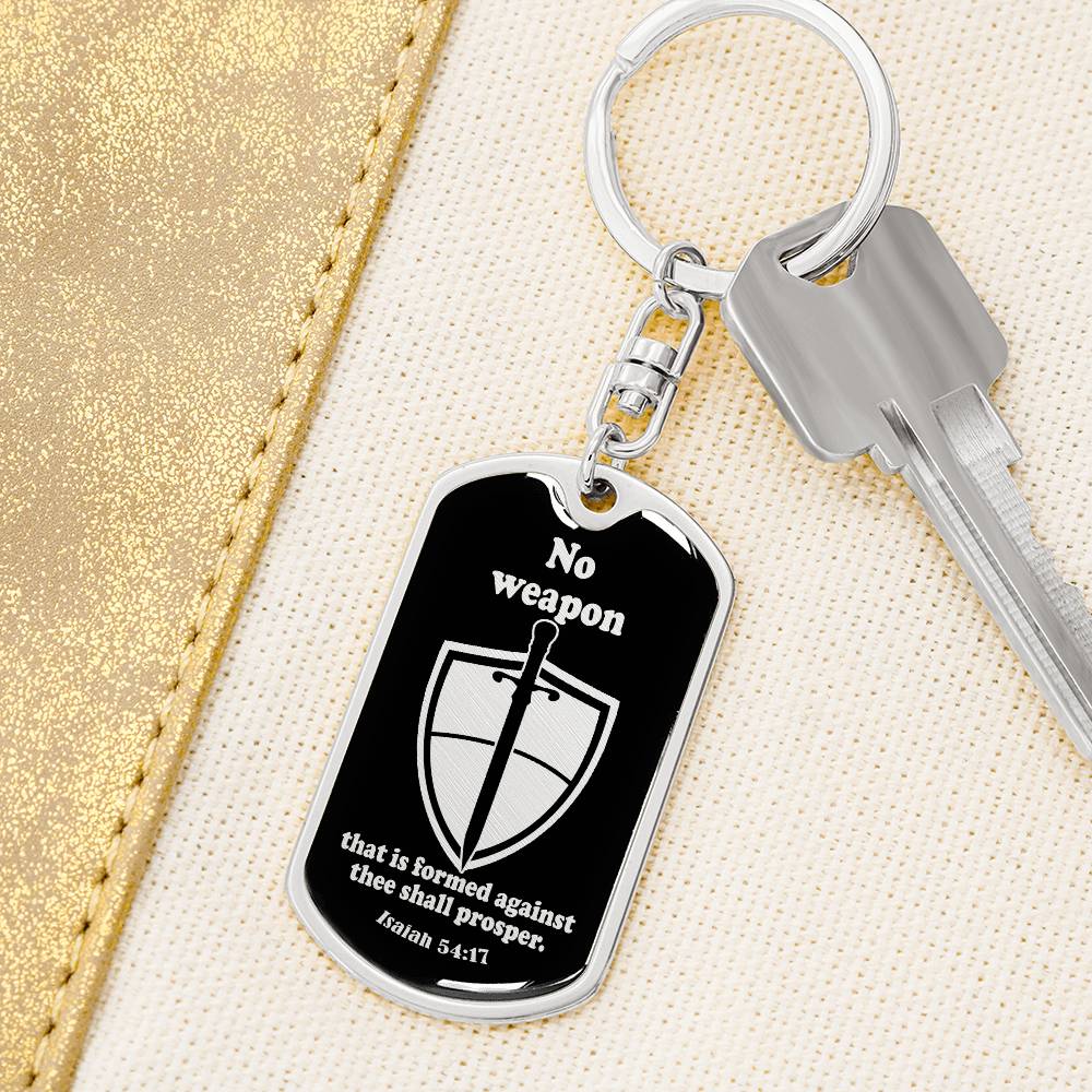 Isaiah 54:17 No Weapon Necklace Swivel Keychain Stainless Steel or 18k Gold Dog Tag-Express Your Love Gifts