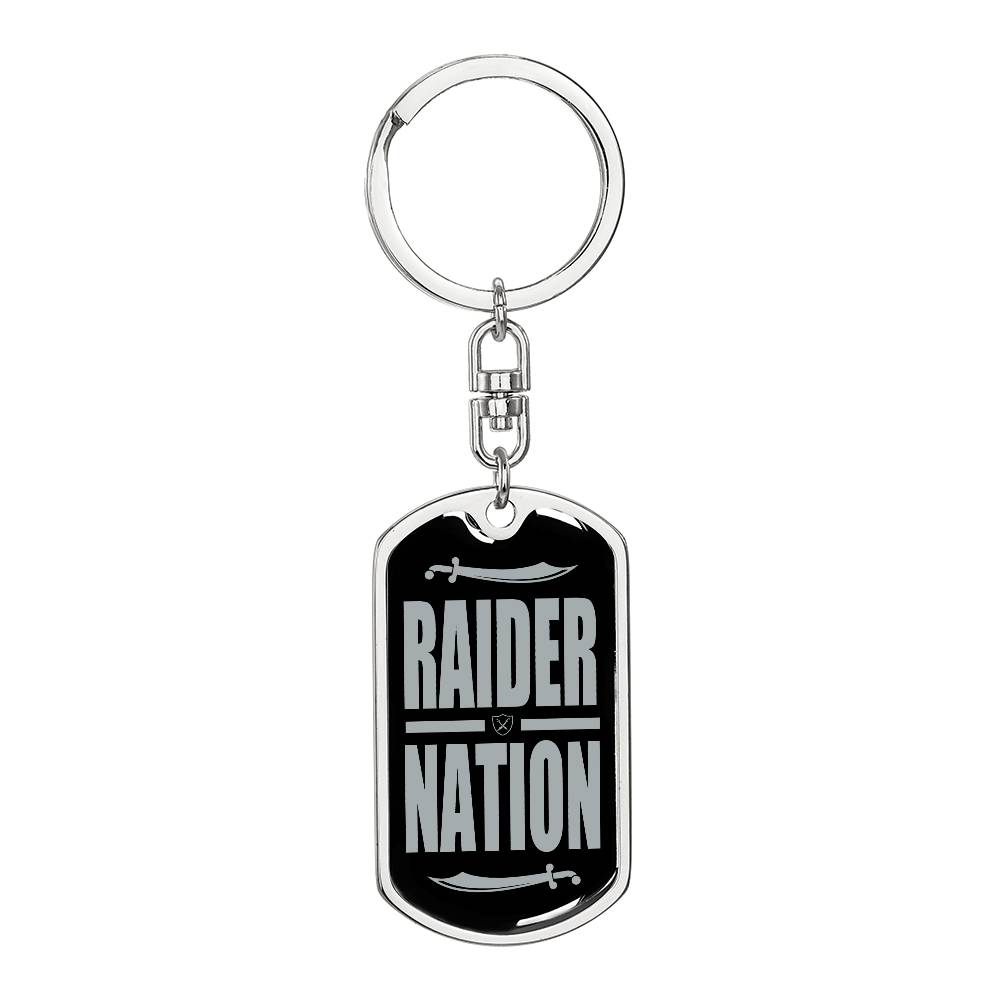 Raider Football Fan Swivel Keychain Stainless Steel or 18k Gold Dog Tag-Express Your Love Gifts