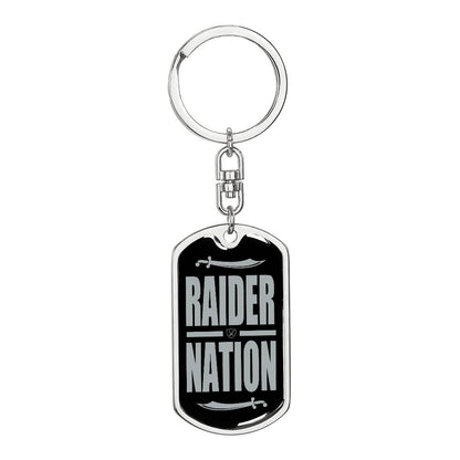 Raider Football Fan Swivel Keychain Stainless Steel or 18k Gold Dog Tag-Express Your Love Gifts