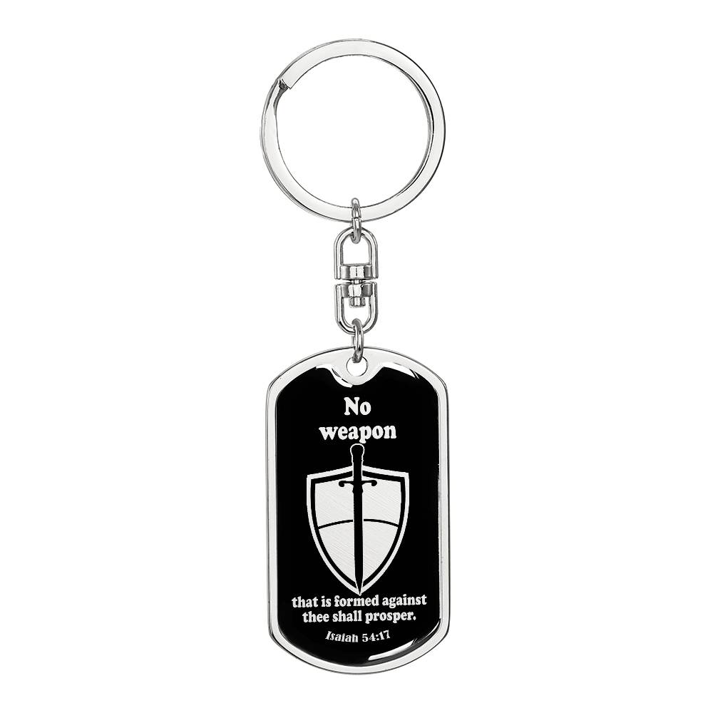 Isaiah 54:17 No Weapon Necklace Swivel Keychain Stainless Steel or 18k Gold Dog Tag-Express Your Love Gifts