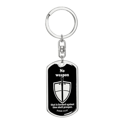 Isaiah 54:17 No Weapon Necklace Swivel Keychain Stainless Steel or 18k Gold Dog Tag-Express Your Love Gifts