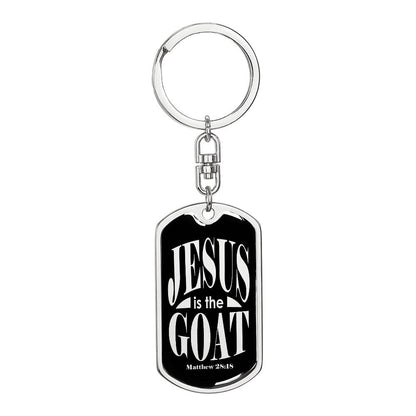 Jesus is the GOAT Matthew 28.18 Swivel Keychain Stainless Steel or 18k Gold Dog Tag-Express Your Love Gifts