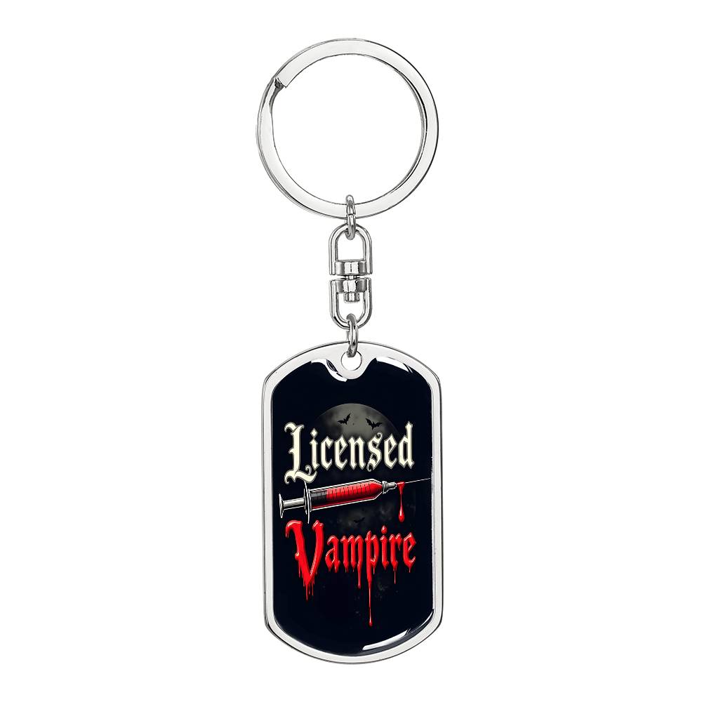 Licensed Vampire Phlebotomist Nurse Swivel Keychain Stainless Steel or 18k Gold Dog Tag-Express Your Love Gifts