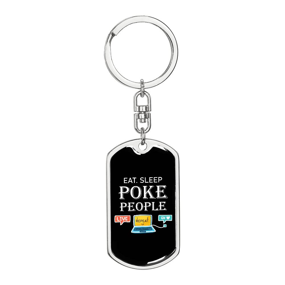 Eat Sleep Poke People Nurse Swivel Keychain Stainless Steel or 18k Gold Dog Tag-Express Your Love Gifts