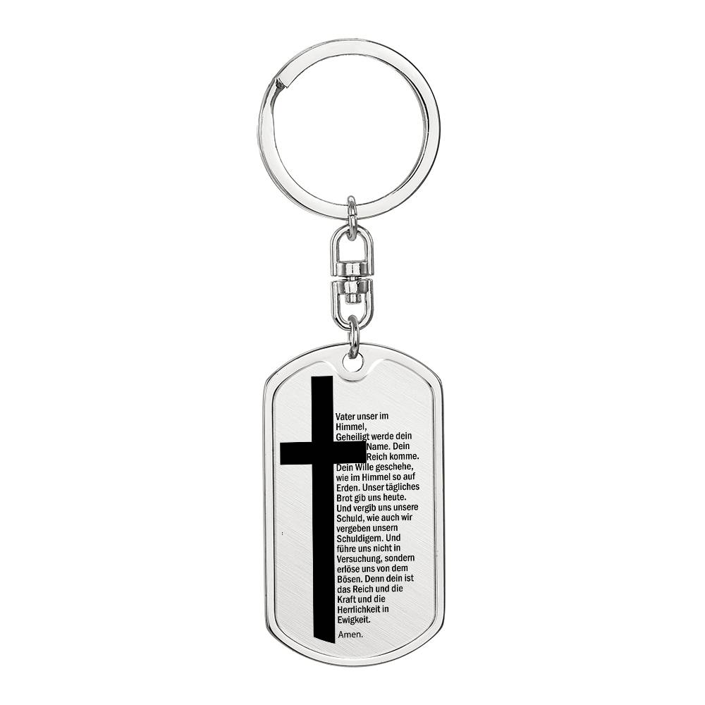 Lord's Prayer German Vater Unser Bible Keychain Stainless Steel or 18k Gold Dog Tag-Express Your Love Gifts