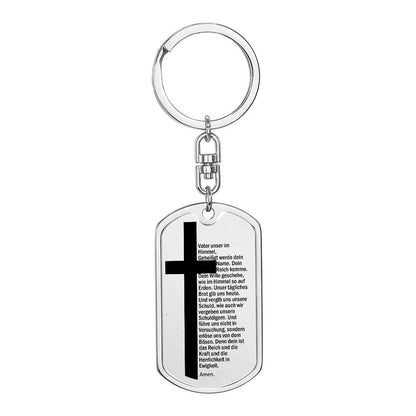 Lord's Prayer German Vater Unser Bible Keychain Stainless Steel or 18k Gold Dog Tag-Express Your Love Gifts