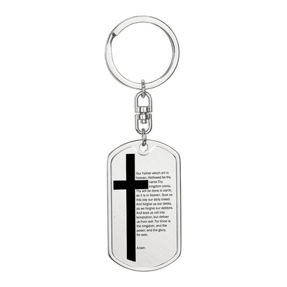 Lord's Prayer Bible Keychain Stainless Steel or 18k Gold Dog Tag-Express Your Love Gifts