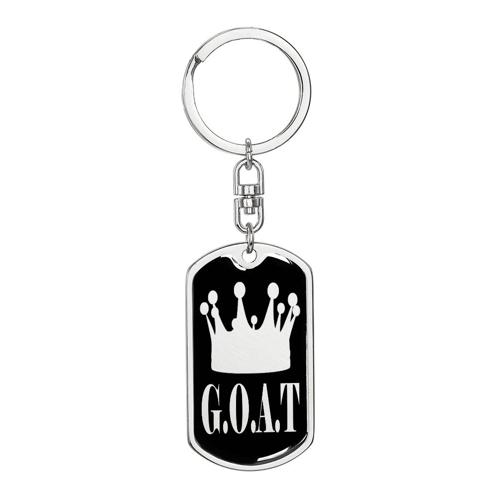 GOAT Greatest of All Time Swivel Keychain Stainless Steel or 18k Gold Dog Tag-Express Your Love Gifts
