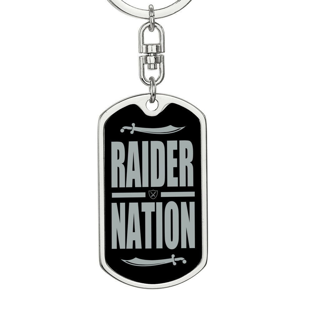 Raider Football Fan Swivel Keychain Stainless Steel or 18k Gold Dog Tag-Express Your Love Gifts
