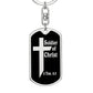 Soldier of Christ 2 Tim 2:3 Bible Keychain Stainless Steel or 18k Gold Dog Tag-Express Your Love Gifts