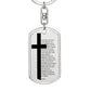Lord's Prayer French Notre Père Bible Keychain Stainless Steel or 18k Gold Dog Tag-Express Your Love Gifts