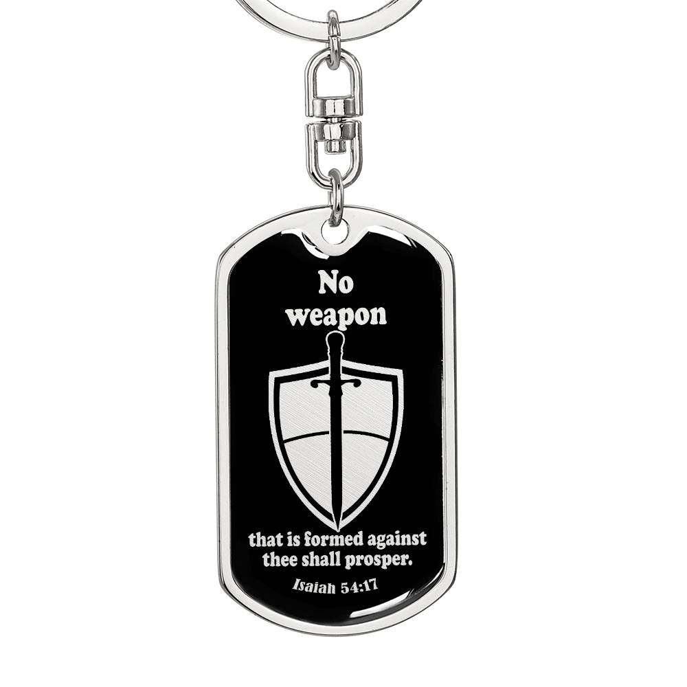 Isaiah 54:17 No Weapon Necklace Swivel Keychain Stainless Steel or 18k Gold Dog Tag-Express Your Love Gifts