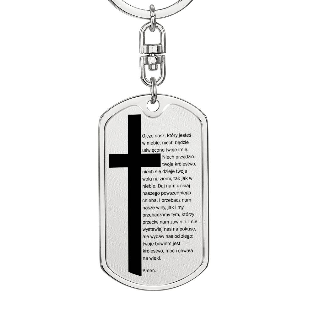 Lords Prayer Polish Ojcze Nasz Bible Keychain Stainless Steel or 18k Gold Dog Tag-Express Your Love Gifts