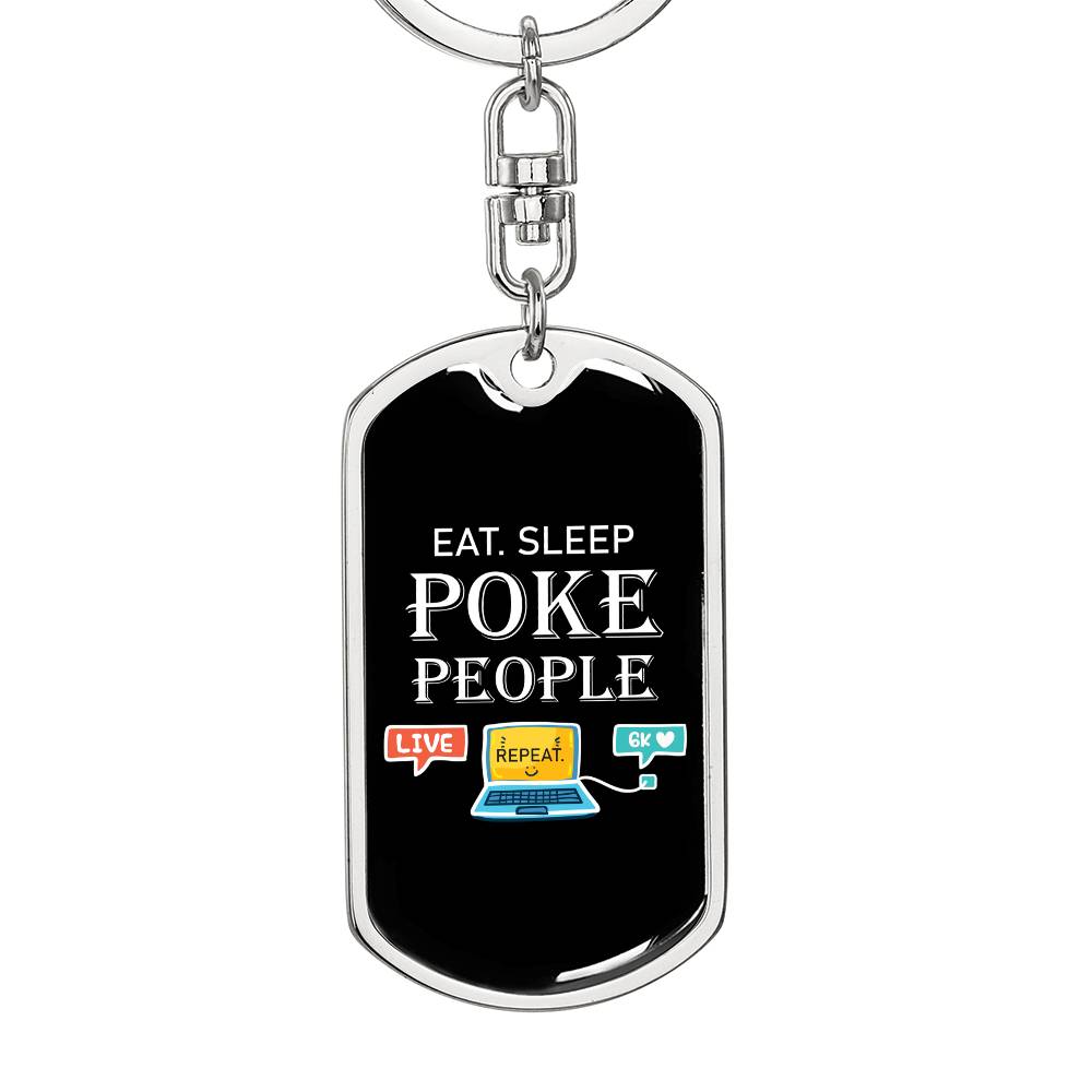 Eat Sleep Poke People Nurse Swivel Keychain Stainless Steel or 18k Gold Dog Tag-Express Your Love Gifts