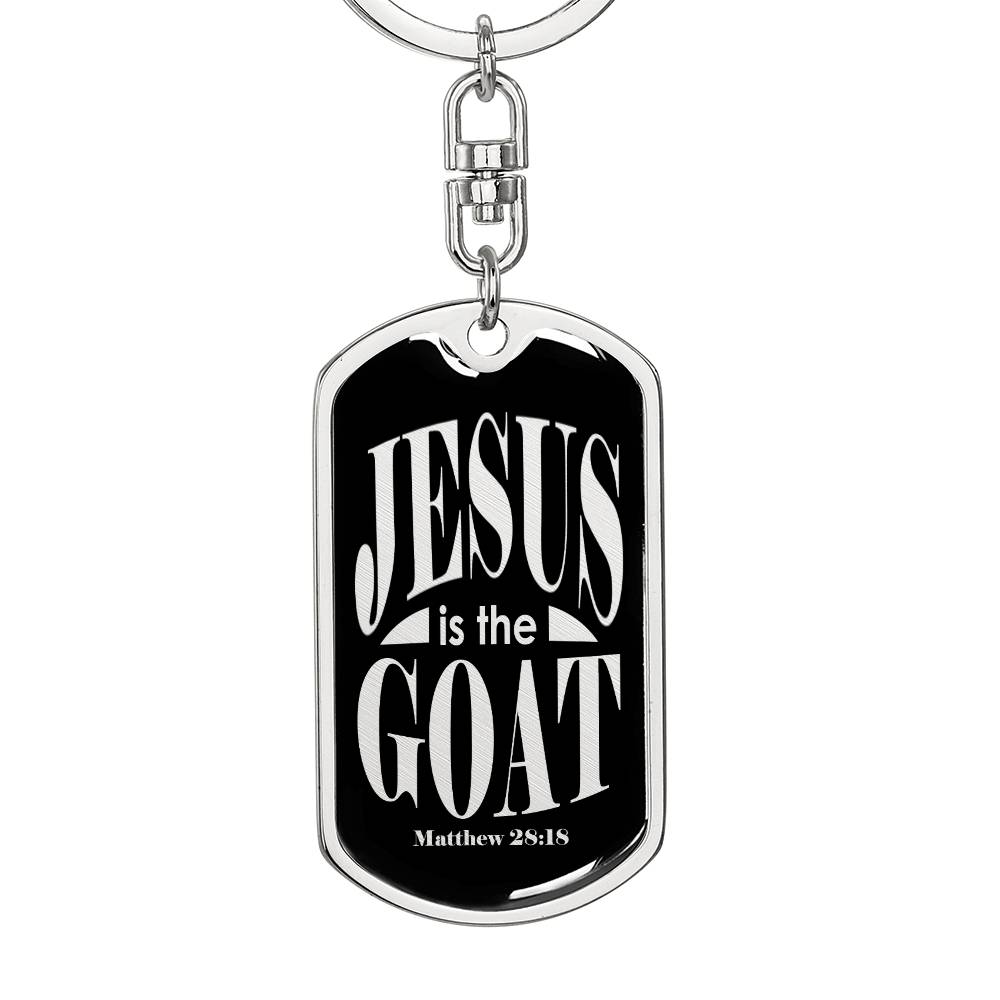 Jesus is the GOAT Matthew 28.18 Swivel Keychain Stainless Steel or 18k Gold Dog Tag-Express Your Love Gifts