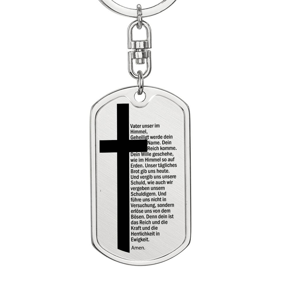 Lord's Prayer German Vater Unser Bible Keychain Stainless Steel or 18k Gold Dog Tag-Express Your Love Gifts
