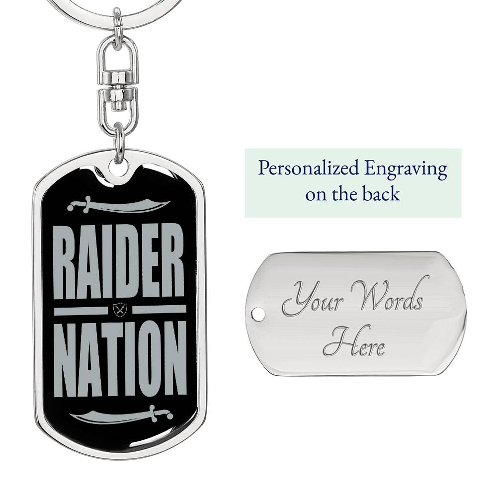 Raider Football Fan Swivel Keychain Stainless Steel or 18k Gold Dog Tag-Express Your Love Gifts