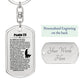 Psalm 23 German Bible Keychain Stainless Steel or 18k Gold Dog Tag-Express Your Love Gifts