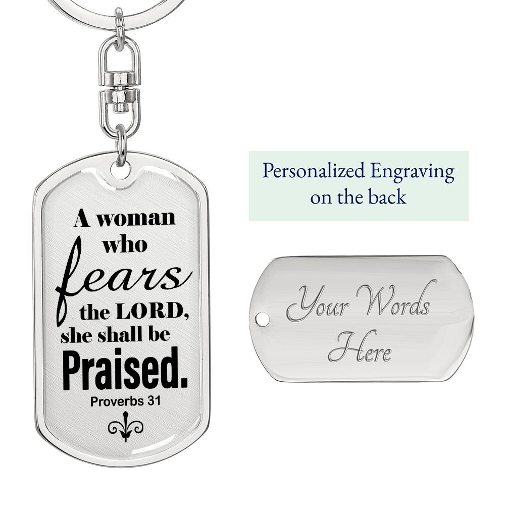Proverbs 31 Woman of God Swivel Keychain Stainless Steel or 18k Gold Dog Tag-Express Your Love Gifts