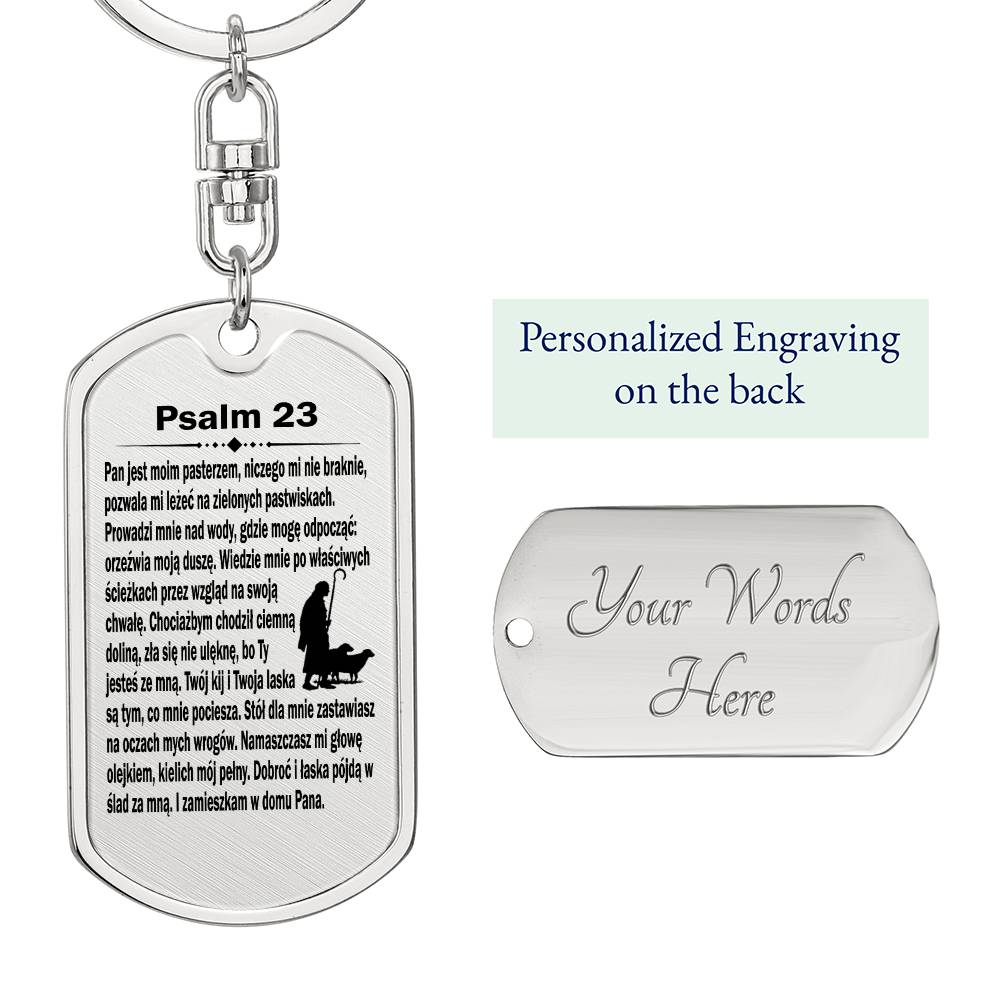 Psalm 23 Polish Psalm Dawida Bible Keychain Stainless Steel or 18k Gold Dog Tag-Express Your Love Gifts