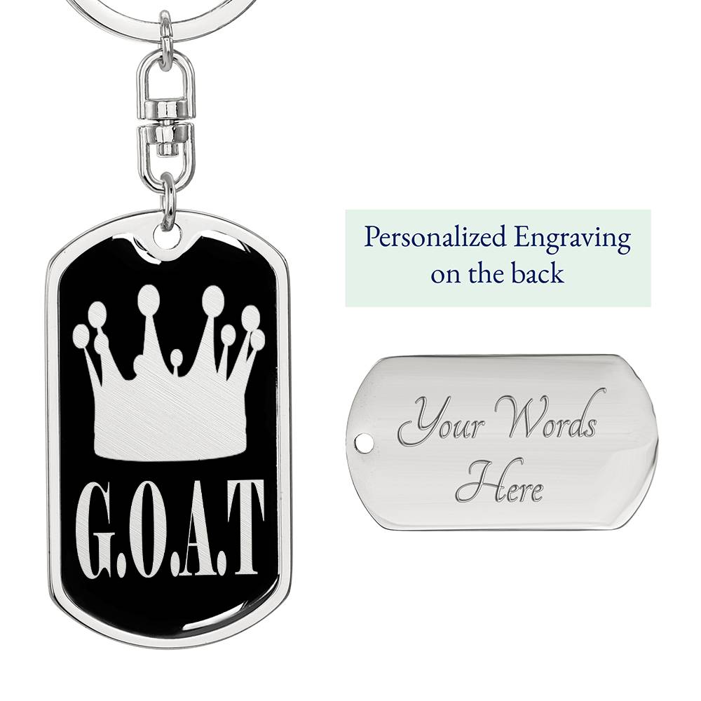 GOAT Greatest of All Time Swivel Keychain Stainless Steel or 18k Gold Dog Tag-Express Your Love Gifts