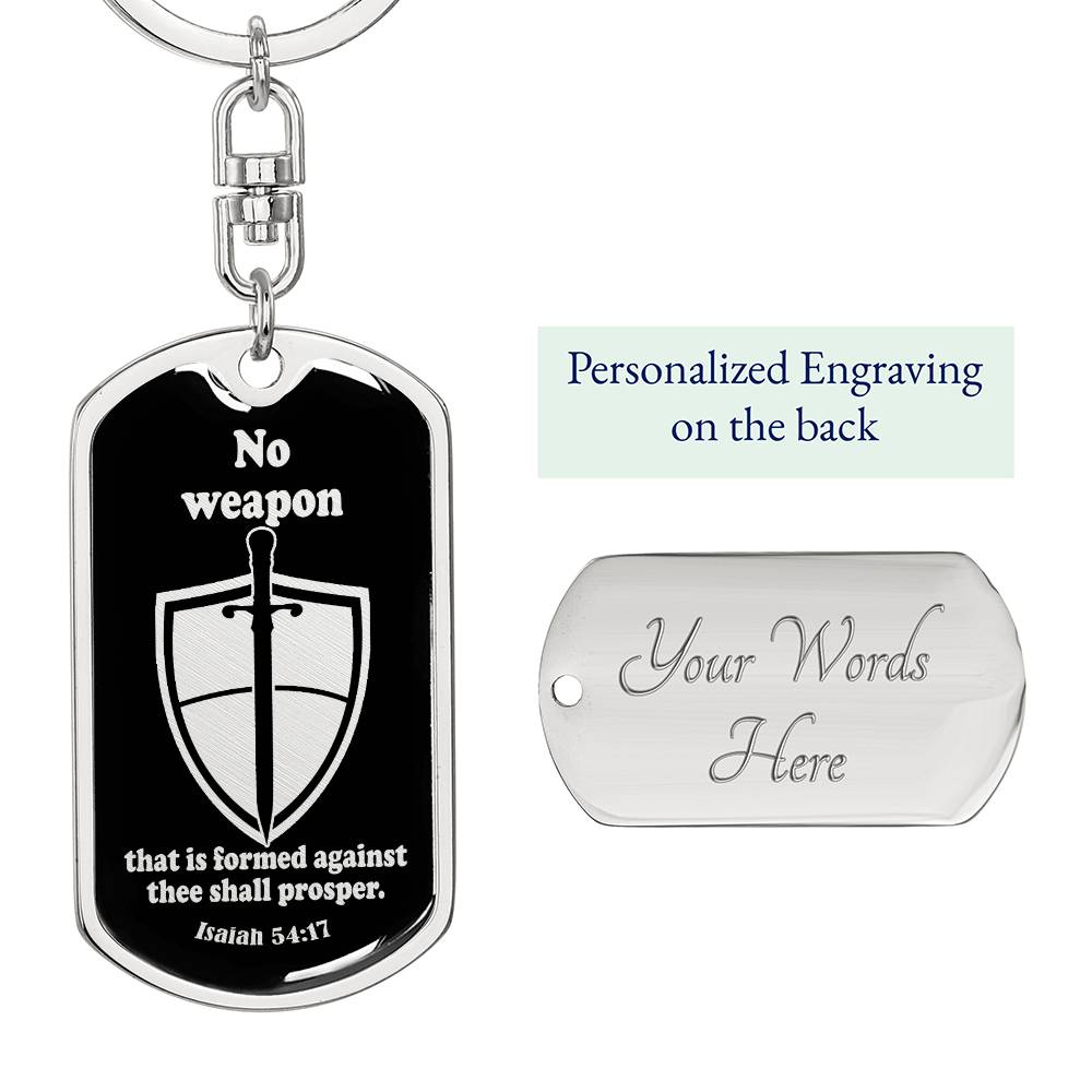 Isaiah 54:17 No Weapon Necklace Swivel Keychain Stainless Steel or 18k Gold Dog Tag-Express Your Love Gifts