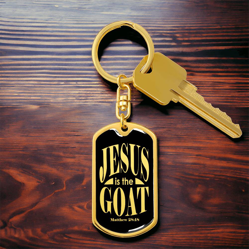 Jesus is the GOAT Matthew 28.18 Swivel Keychain Stainless Steel or 18k Gold Dog Tag-Express Your Love Gifts
