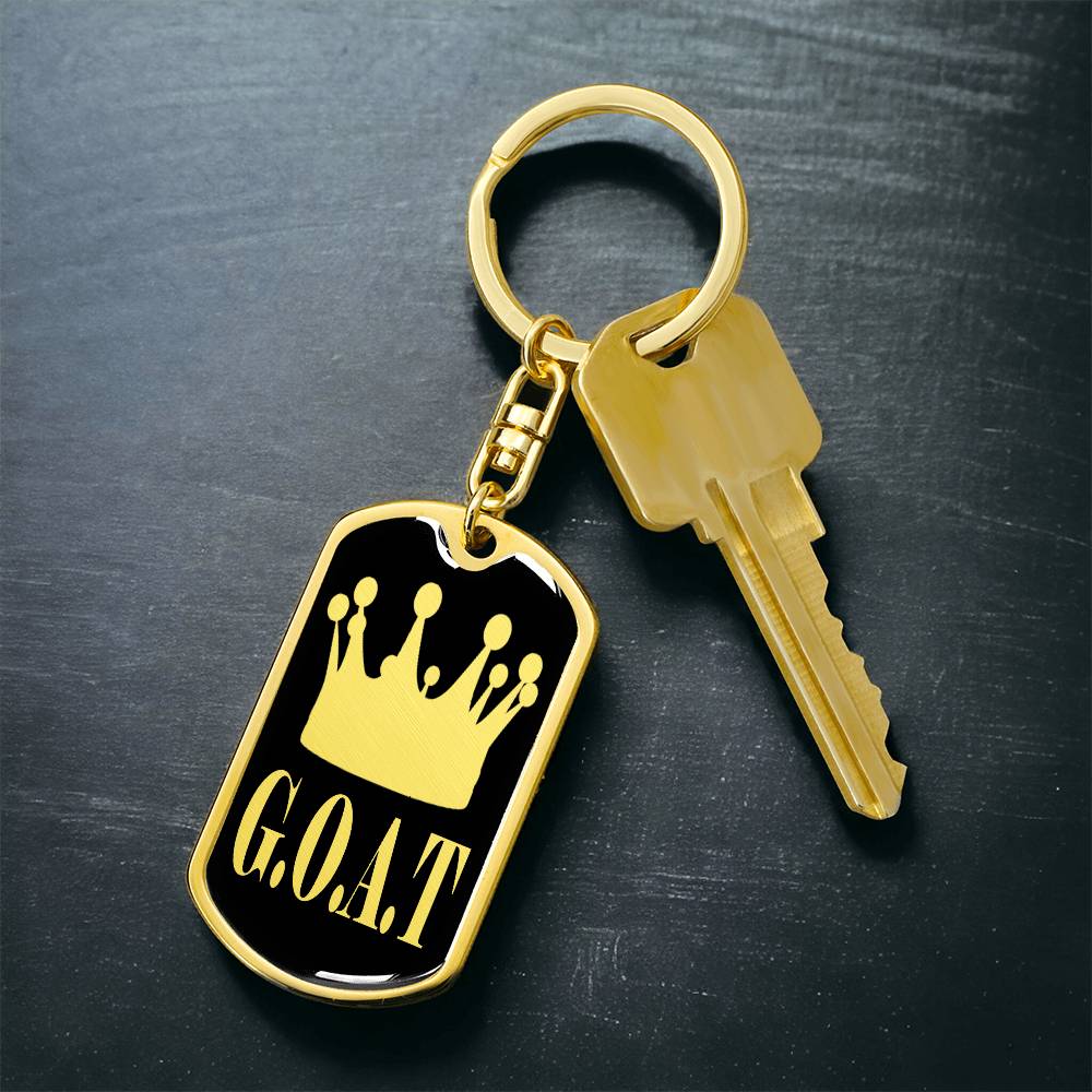 GOAT Greatest of All Time Swivel Keychain Stainless Steel or 18k Gold Dog Tag-Express Your Love Gifts