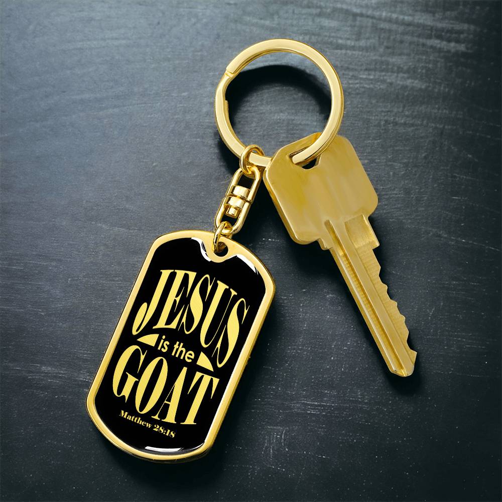 Jesus is the GOAT Matthew 28.18 Swivel Keychain Stainless Steel or 18k Gold Dog Tag-Express Your Love Gifts