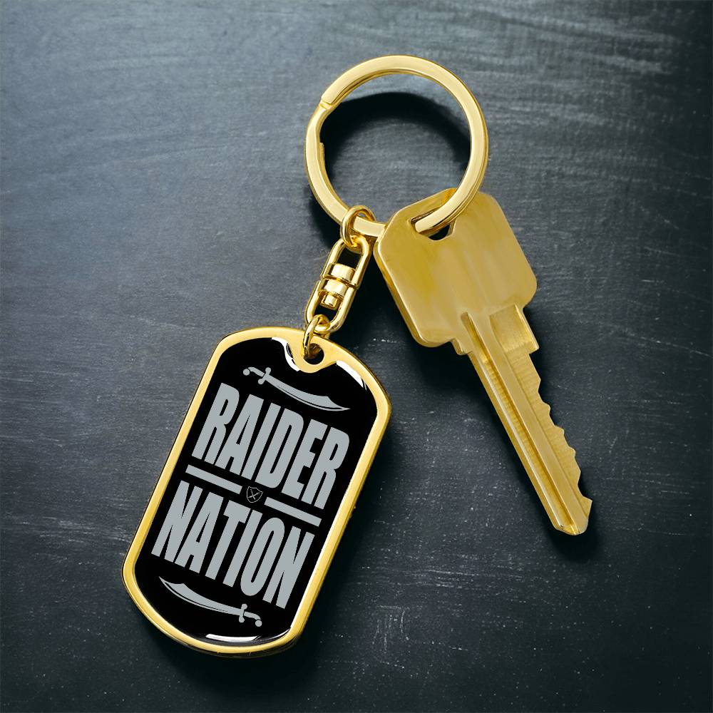 Raider Football Fan Swivel Keychain Stainless Steel or 18k Gold Dog Tag-Express Your Love Gifts
