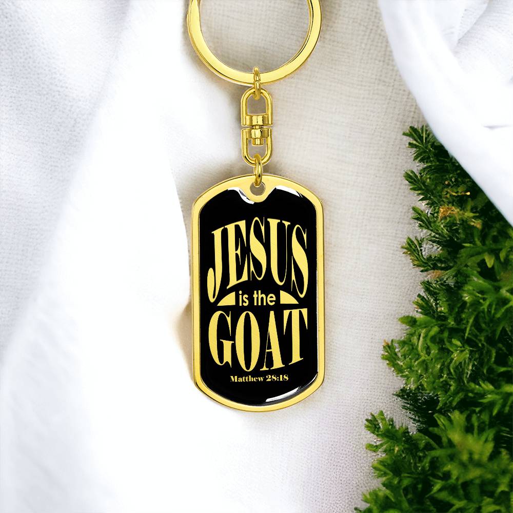 Jesus is the GOAT Matthew 28.18 Swivel Keychain Stainless Steel or 18k Gold Dog Tag-Express Your Love Gifts