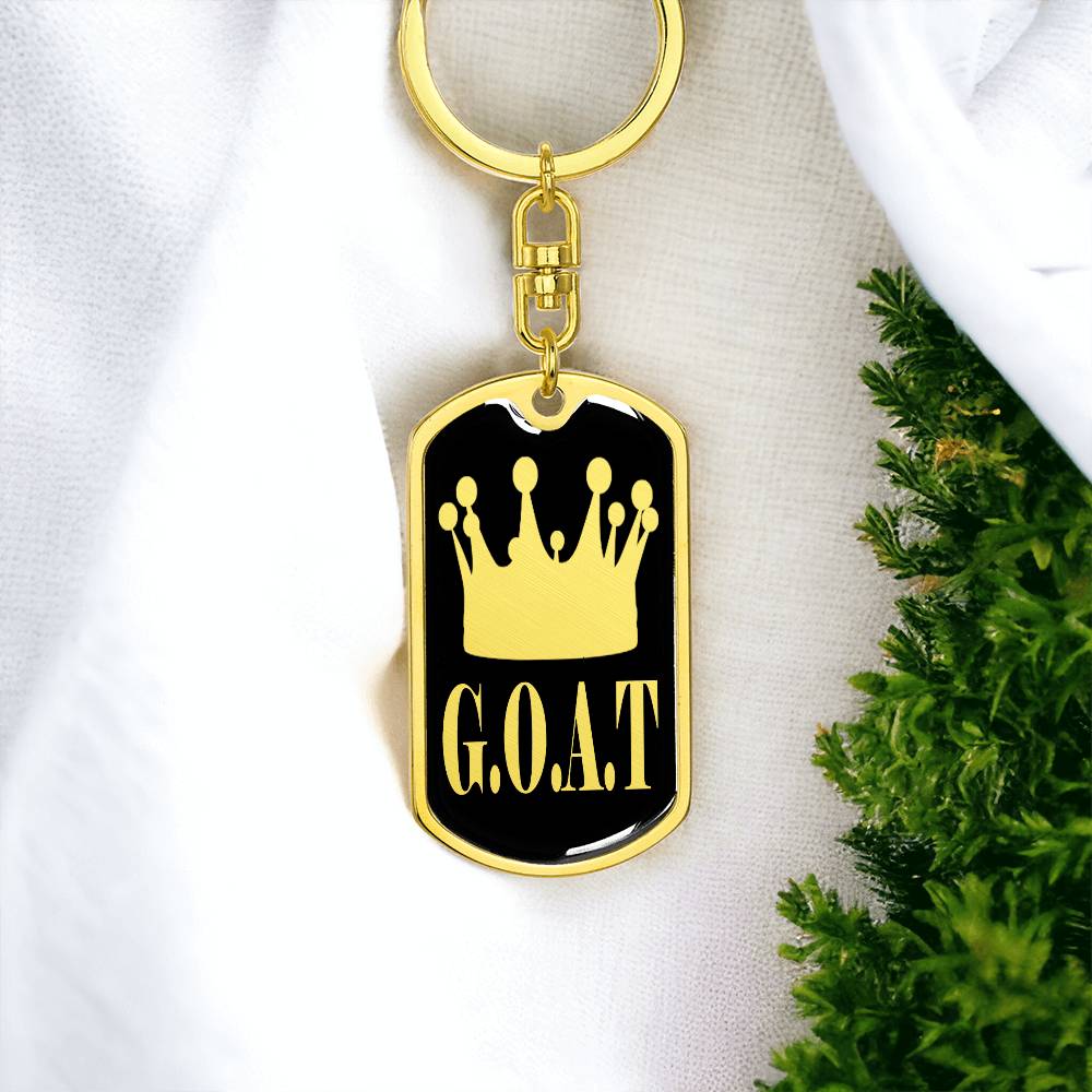 GOAT Greatest of All Time Swivel Keychain Stainless Steel or 18k Gold Dog Tag-Express Your Love Gifts