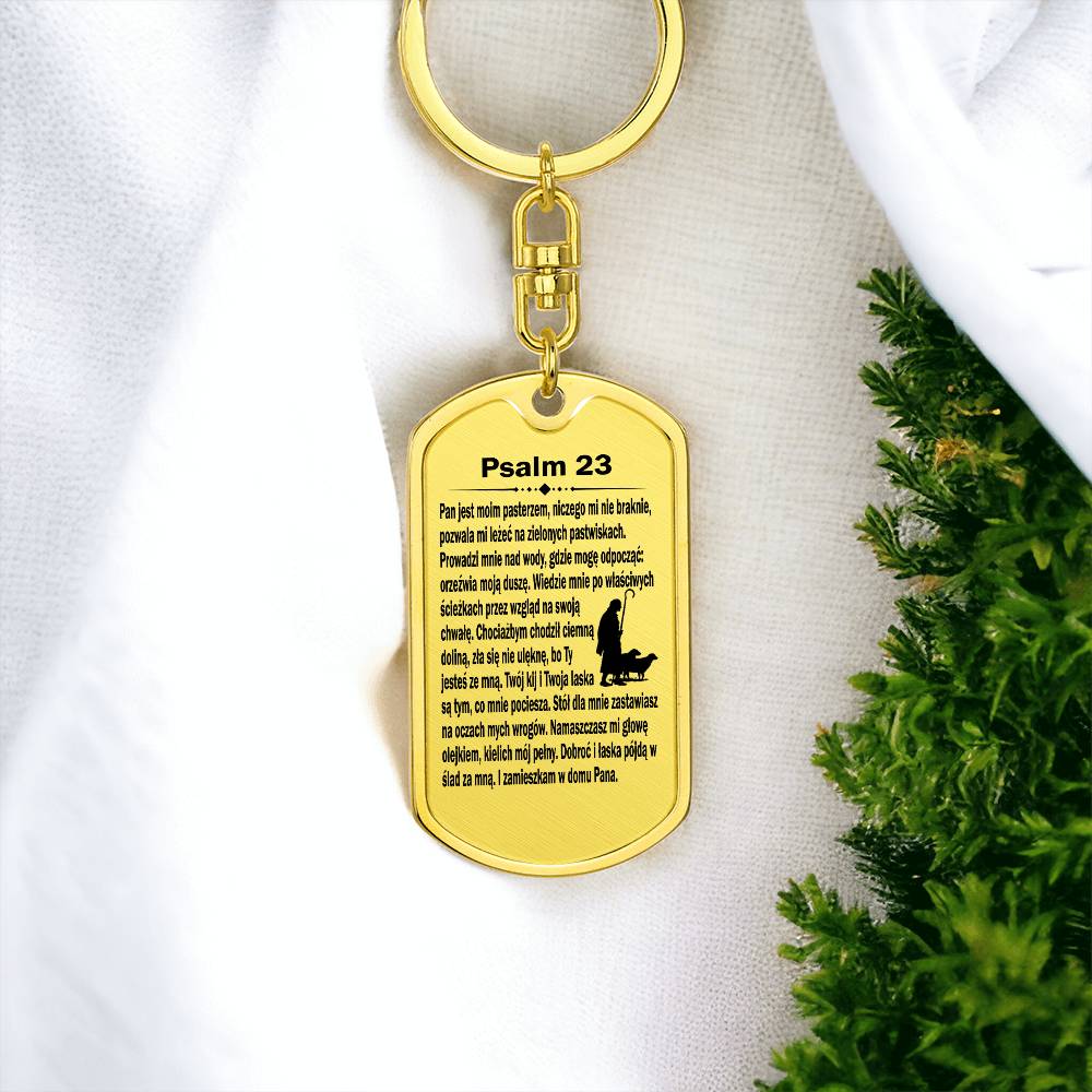 Psalm 23 Polish Psalm Dawida Bible Keychain Stainless Steel or 18k Gold Dog Tag-Express Your Love Gifts