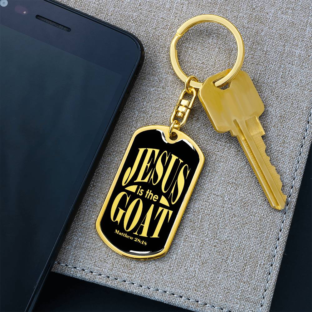 Jesus is the GOAT Matthew 28.18 Swivel Keychain Stainless Steel or 18k Gold Dog Tag-Express Your Love Gifts