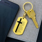 Lord's Prayer French Notre Père Bible Keychain Stainless Steel or 18k Gold Dog Tag-Express Your Love Gifts
