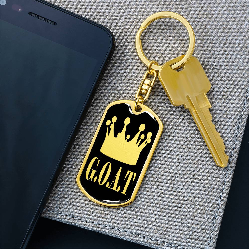 GOAT Greatest of All Time Swivel Keychain Stainless Steel or 18k Gold Dog Tag-Express Your Love Gifts