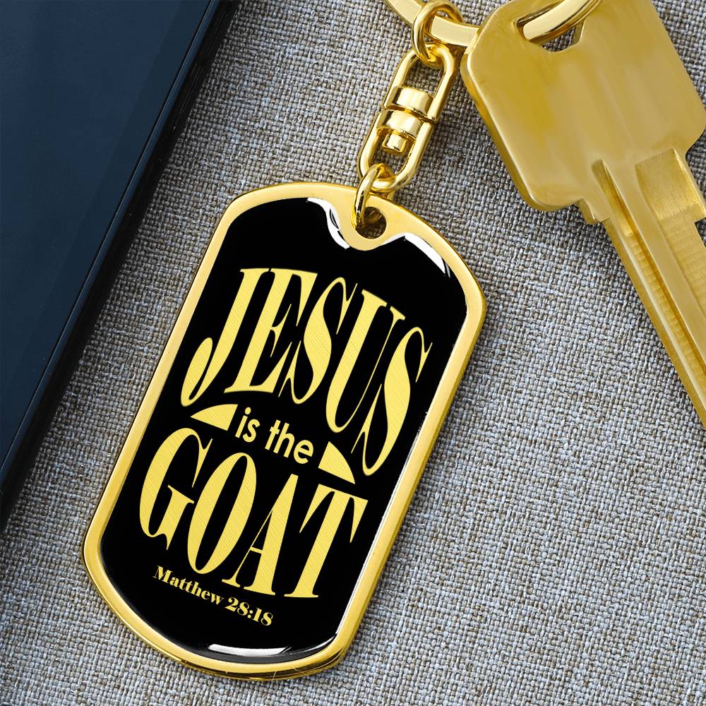 Jesus is the GOAT Matthew 28.18 Swivel Keychain Stainless Steel or 18k Gold Dog Tag-Express Your Love Gifts
