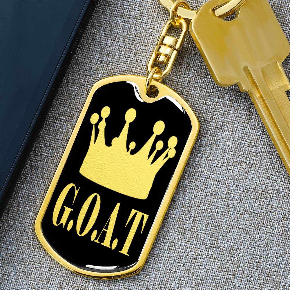 GOAT Greatest of All Time Swivel Keychain Stainless Steel or 18k Gold Dog Tag-Express Your Love Gifts