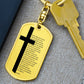 Lord's Prayer French Notre Père Bible Keychain Stainless Steel or 18k Gold Dog Tag-Express Your Love Gifts