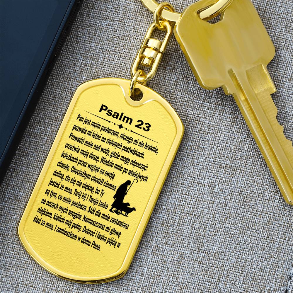 Psalm 23 Polish Psalm Dawida Bible Keychain Stainless Steel or 18k Gold Dog Tag-Express Your Love Gifts