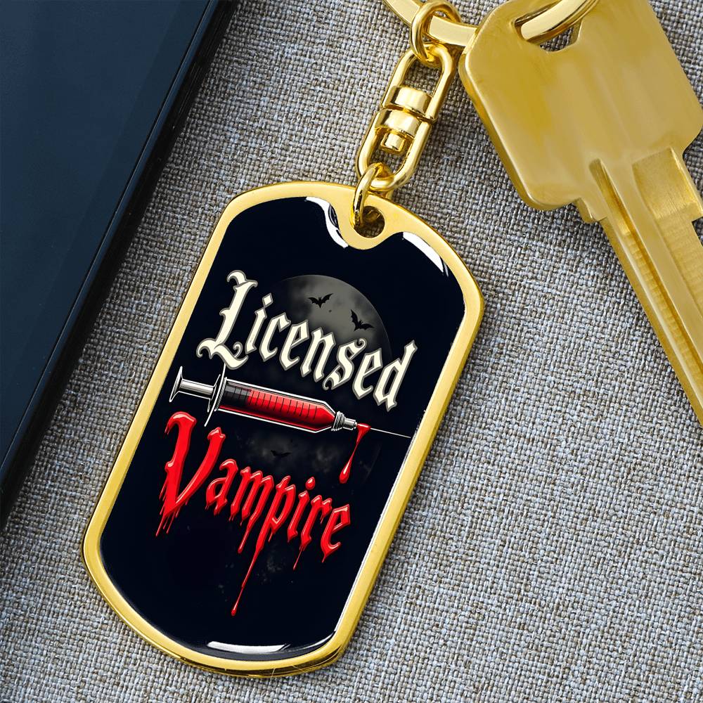 Licensed Vampire Phlebotomist Nurse Swivel Keychain Stainless Steel or 18k Gold Dog Tag-Express Your Love Gifts