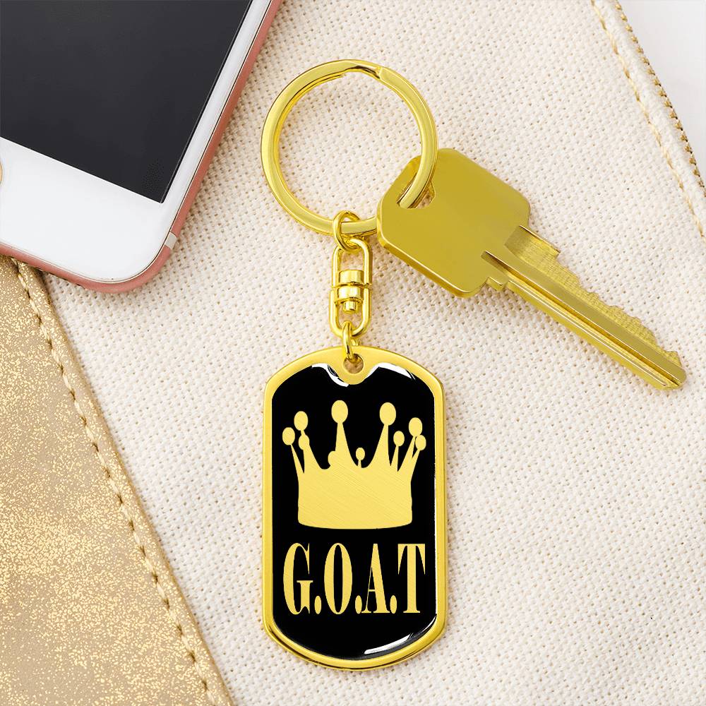 GOAT Greatest of All Time Swivel Keychain Stainless Steel or 18k Gold Dog Tag-Express Your Love Gifts