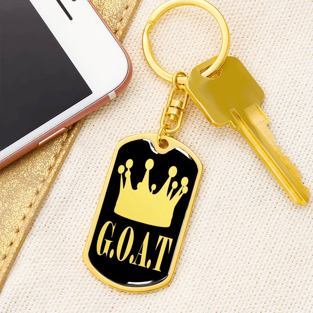 GOAT Greatest of All Time Swivel Keychain Stainless Steel or 18k Gold Dog Tag-Express Your Love Gifts