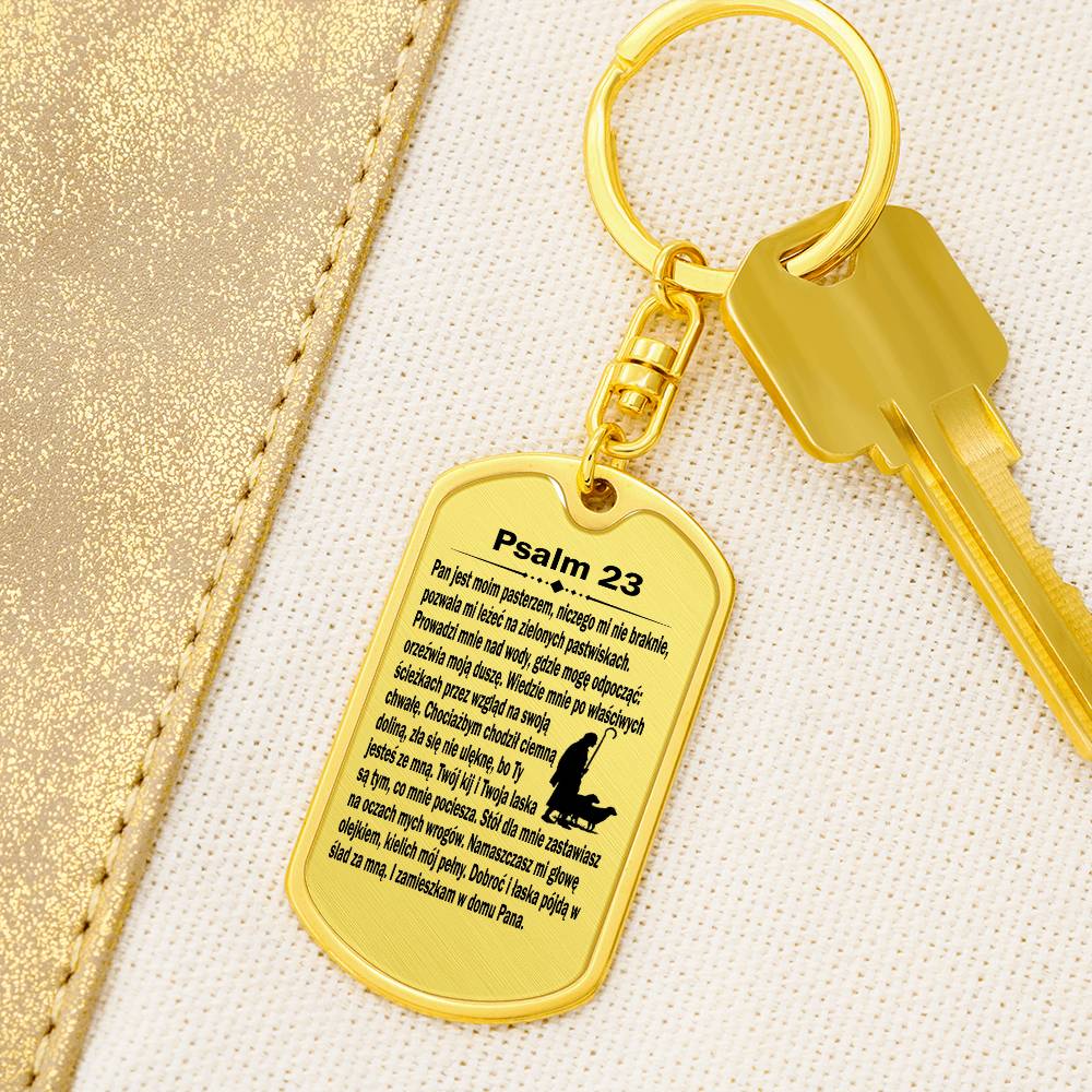 Psalm 23 Polish Psalm Dawida Bible Keychain Stainless Steel or 18k Gold Dog Tag-Express Your Love Gifts