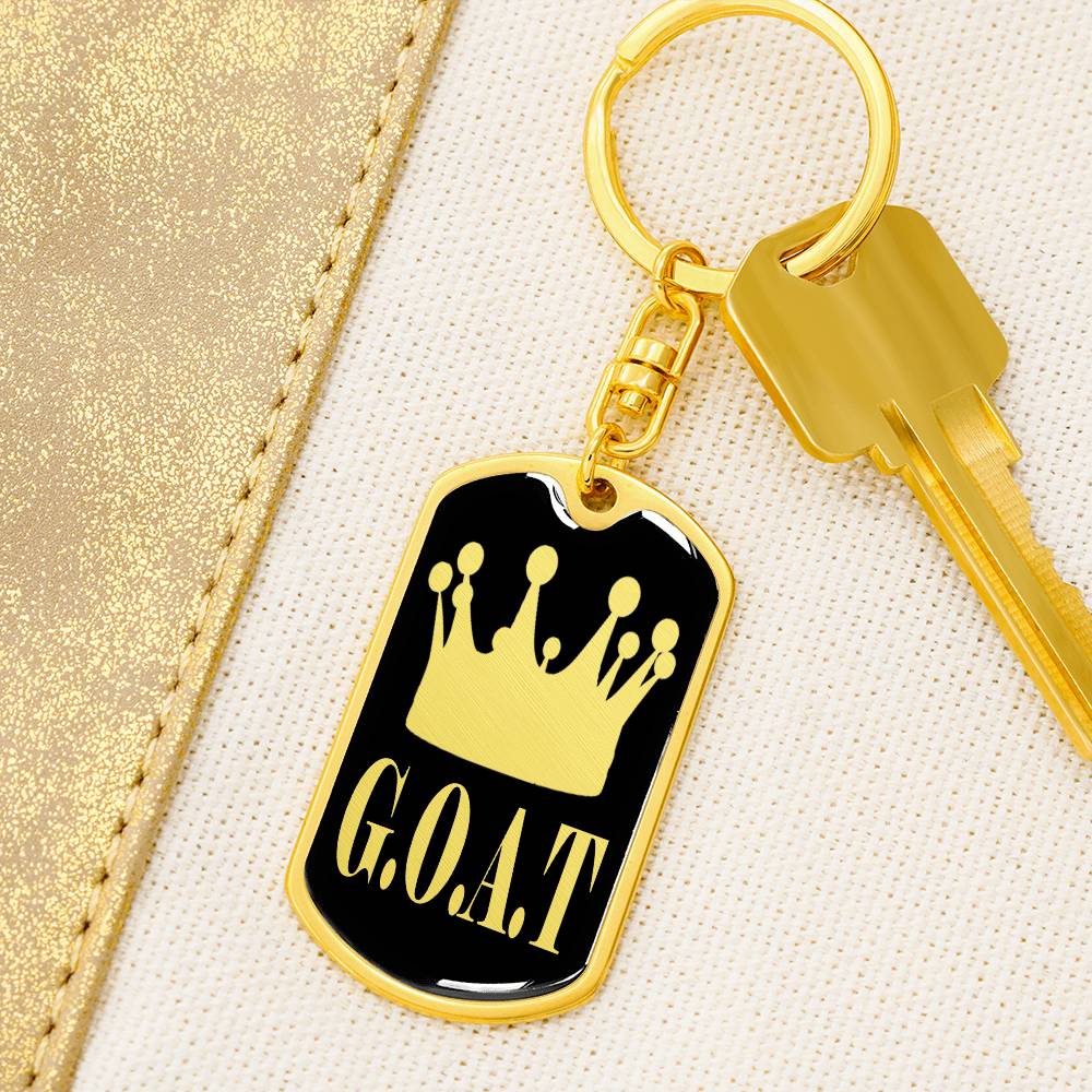 GOAT Greatest of All Time Swivel Keychain Stainless Steel or 18k Gold Dog Tag-Express Your Love Gifts