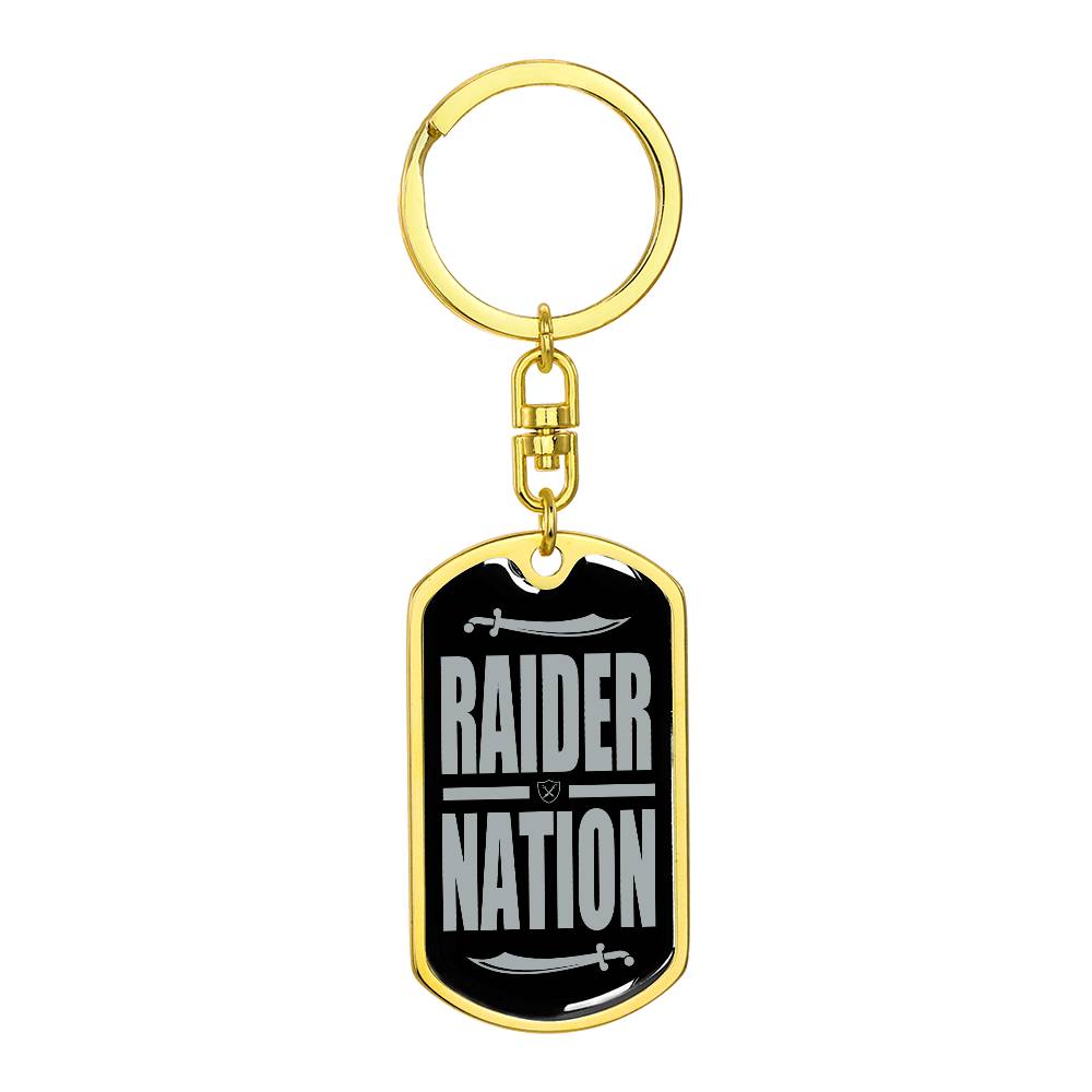 Raider Football Fan Swivel Keychain Stainless Steel or 18k Gold Dog Tag-Express Your Love Gifts
